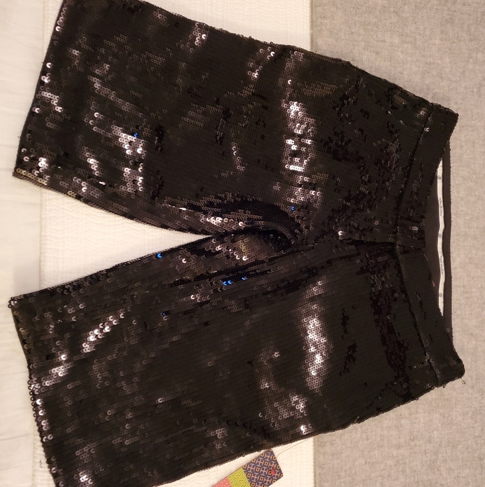 Tori Burch Black sequined Bermuda Shorts Sz2